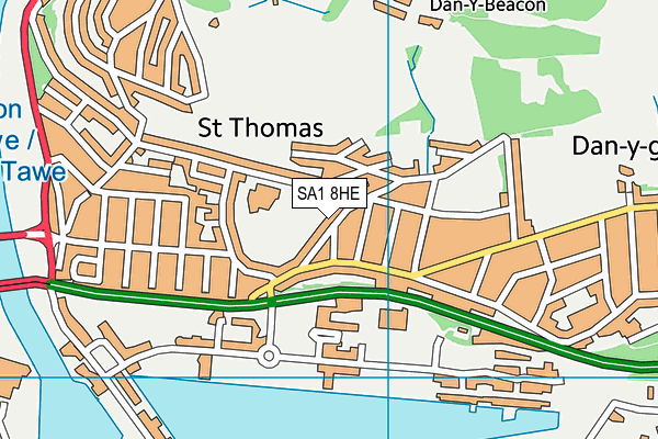 SA1 8HE map - OS VectorMap District (Ordnance Survey)