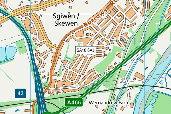 SA10 6AJ map - OS VectorMap District (Ordnance Survey)