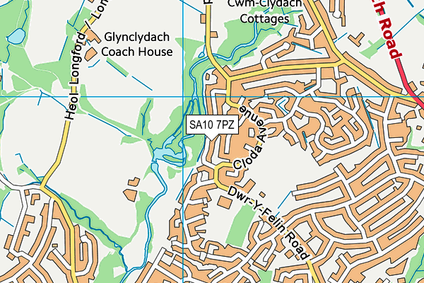 SA10 7PZ map - OS VectorMap District (Ordnance Survey)