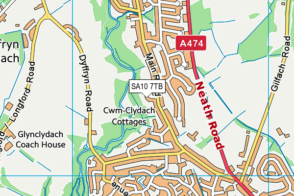 SA10 7TB map - OS VectorMap District (Ordnance Survey)