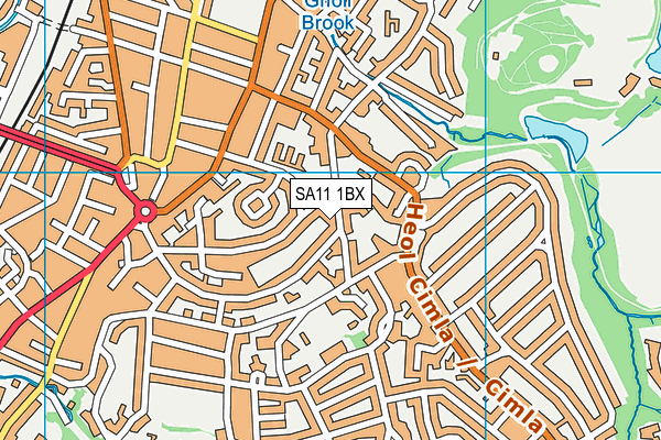SA11 1BX map - OS VectorMap District (Ordnance Survey)