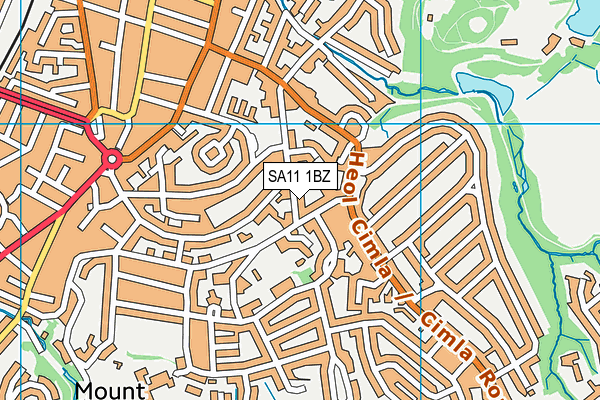 SA11 1BZ map - OS VectorMap District (Ordnance Survey)