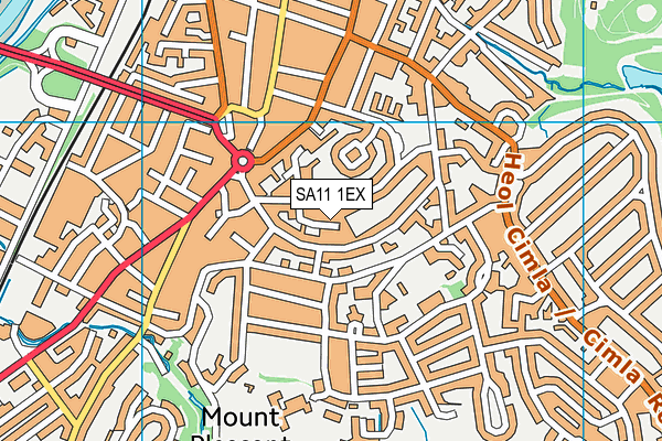 SA11 1EX map - OS VectorMap District (Ordnance Survey)