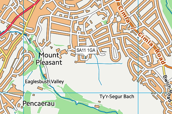 SA11 1GA map - OS VectorMap District (Ordnance Survey)