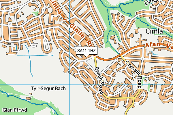 SA11 1HZ map - OS VectorMap District (Ordnance Survey)