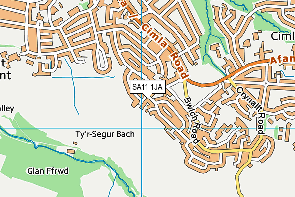 SA11 1JA map - OS VectorMap District (Ordnance Survey)