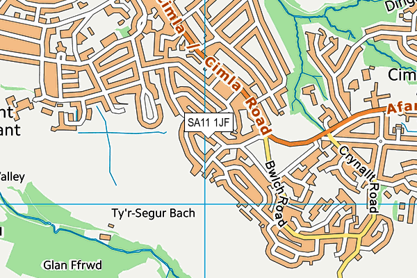 SA11 1JF map - OS VectorMap District (Ordnance Survey)