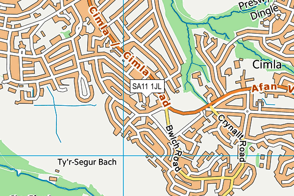 SA11 1JL map - OS VectorMap District (Ordnance Survey)