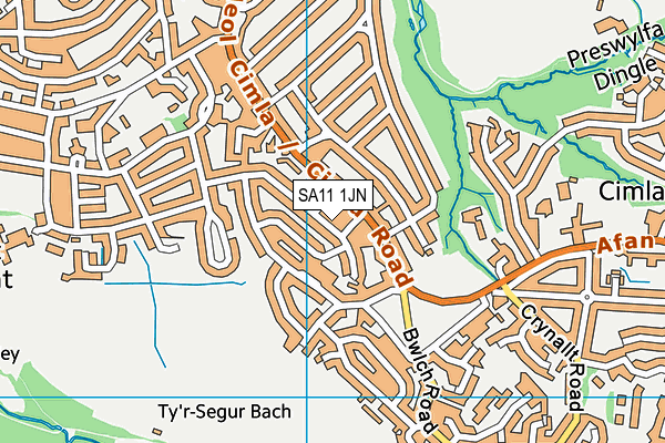 SA11 1JN map - OS VectorMap District (Ordnance Survey)