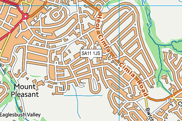 SA11 1JS map - OS VectorMap District (Ordnance Survey)