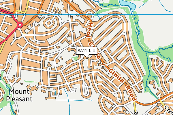 SA11 1JU map - OS VectorMap District (Ordnance Survey)