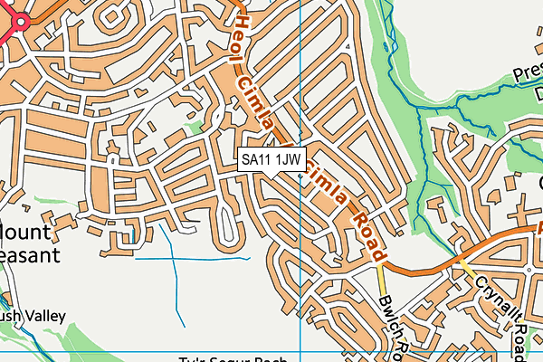 SA11 1JW map - OS VectorMap District (Ordnance Survey)