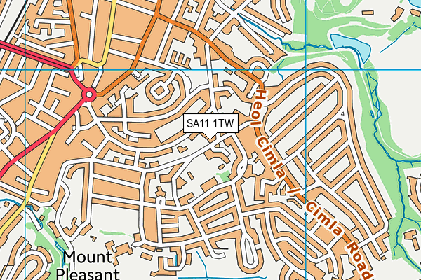 SA11 1TW map - OS VectorMap District (Ordnance Survey)
