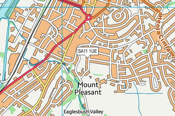 SA11 1UE map - OS VectorMap District (Ordnance Survey)