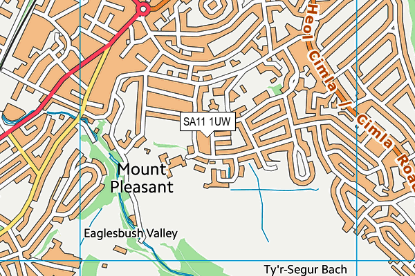 SA11 1UW map - OS VectorMap District (Ordnance Survey)