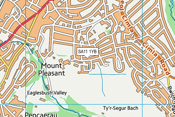 SA11 1YB map - OS VectorMap District (Ordnance Survey)