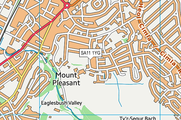 SA11 1YG map - OS VectorMap District (Ordnance Survey)