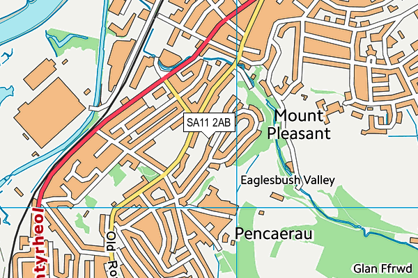 SA11 2AB map - OS VectorMap District (Ordnance Survey)