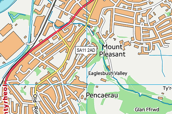 SA11 2AD map - OS VectorMap District (Ordnance Survey)