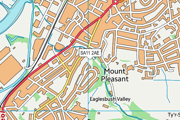 SA11 2AE map - OS VectorMap District (Ordnance Survey)