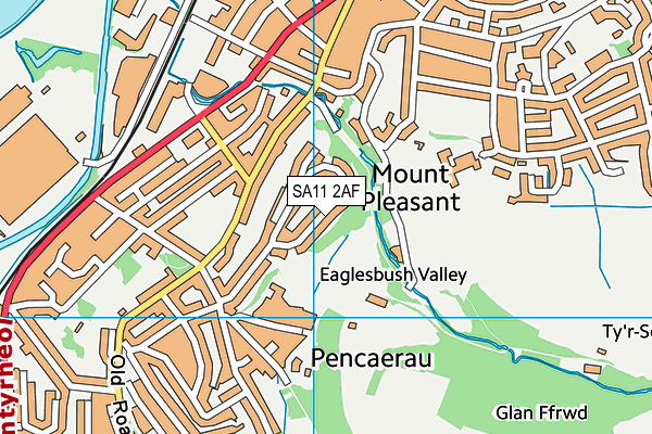 SA11 2AF map - OS VectorMap District (Ordnance Survey)