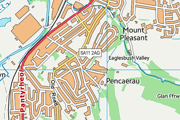 SA11 2AG map - OS VectorMap District (Ordnance Survey)