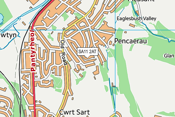 SA11 2AT map - OS VectorMap District (Ordnance Survey)