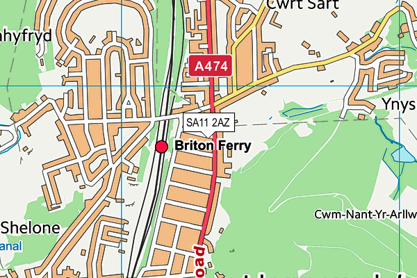 SA11 2AZ map - OS VectorMap District (Ordnance Survey)