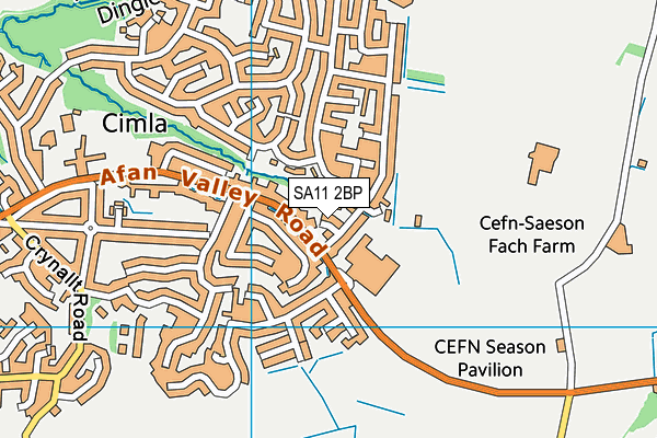 SA11 2BP map - OS VectorMap District (Ordnance Survey)