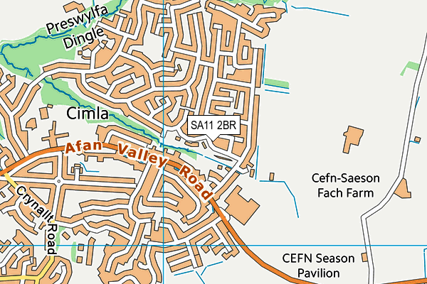 SA11 2BR map - OS VectorMap District (Ordnance Survey)