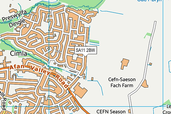 SA11 2BW map - OS VectorMap District (Ordnance Survey)