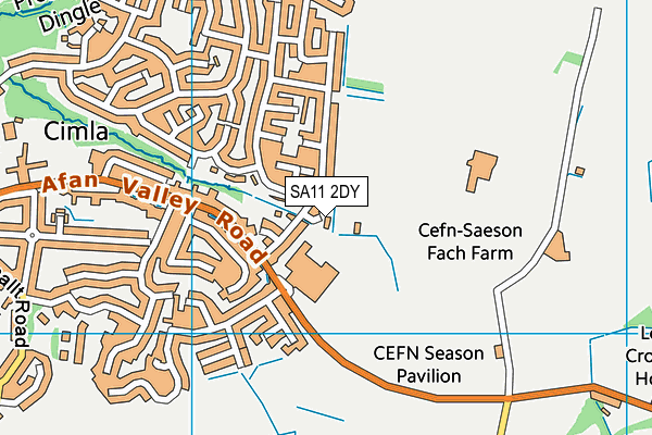 SA11 2DY map - OS VectorMap District (Ordnance Survey)