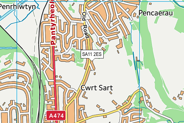 SA11 2ES map - OS VectorMap District (Ordnance Survey)