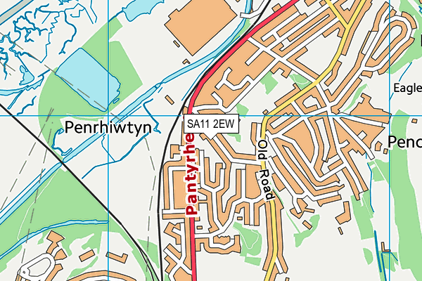 SA11 2EW map - OS VectorMap District (Ordnance Survey)