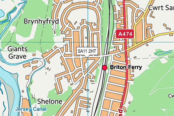 SA11 2HT map - OS VectorMap District (Ordnance Survey)