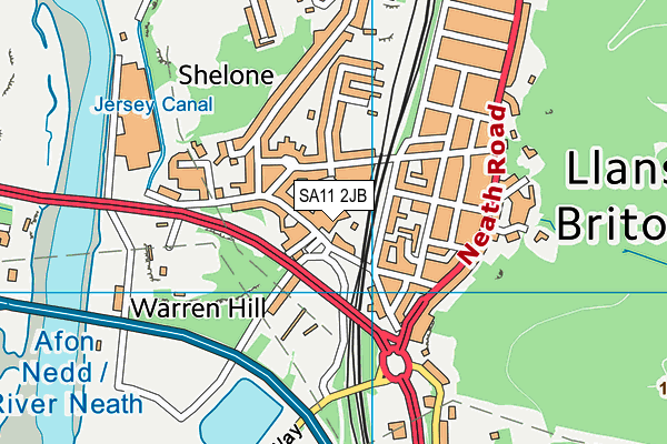 SA11 2JB map - OS VectorMap District (Ordnance Survey)