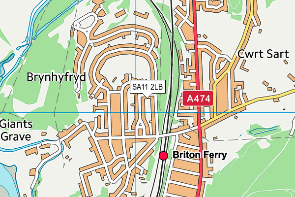 SA11 2LB map - OS VectorMap District (Ordnance Survey)