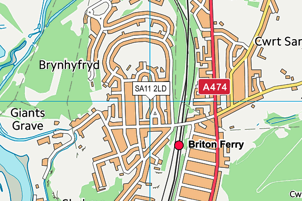 SA11 2LD map - OS VectorMap District (Ordnance Survey)