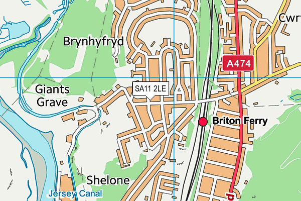 SA11 2LE map - OS VectorMap District (Ordnance Survey)