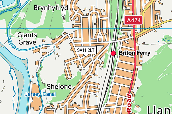 SA11 2LT map - OS VectorMap District (Ordnance Survey)