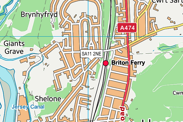 SA11 2NE map - OS VectorMap District (Ordnance Survey)