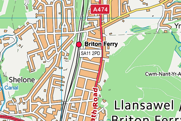 SA11 2PD map - OS VectorMap District (Ordnance Survey)