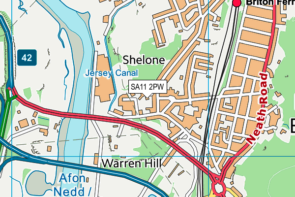 SA11 2PW map - OS VectorMap District (Ordnance Survey)