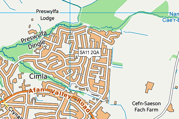 SA11 2QA map - OS VectorMap District (Ordnance Survey)