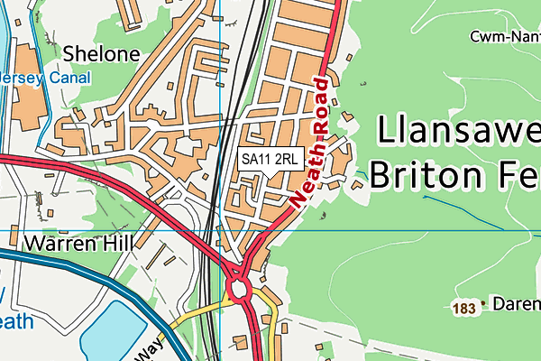 SA11 2RL map - OS VectorMap District (Ordnance Survey)