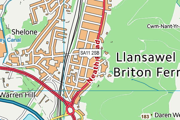 SA11 2SB map - OS VectorMap District (Ordnance Survey)