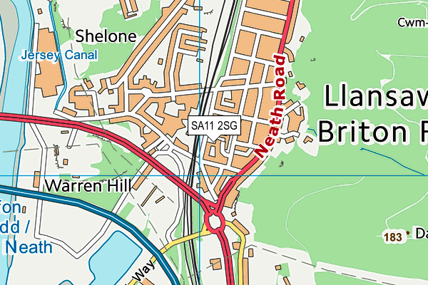 SA11 2SG map - OS VectorMap District (Ordnance Survey)