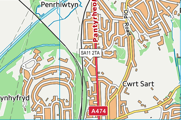 SA11 2TA map - OS VectorMap District (Ordnance Survey)