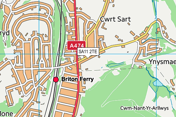 SA11 2TE map - OS VectorMap District (Ordnance Survey)