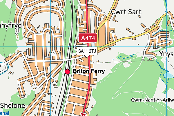 SA11 2TJ map - OS VectorMap District (Ordnance Survey)